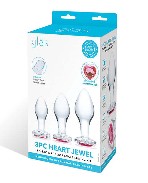 Glas 3 pc Heart Jewel Anal Training Kit